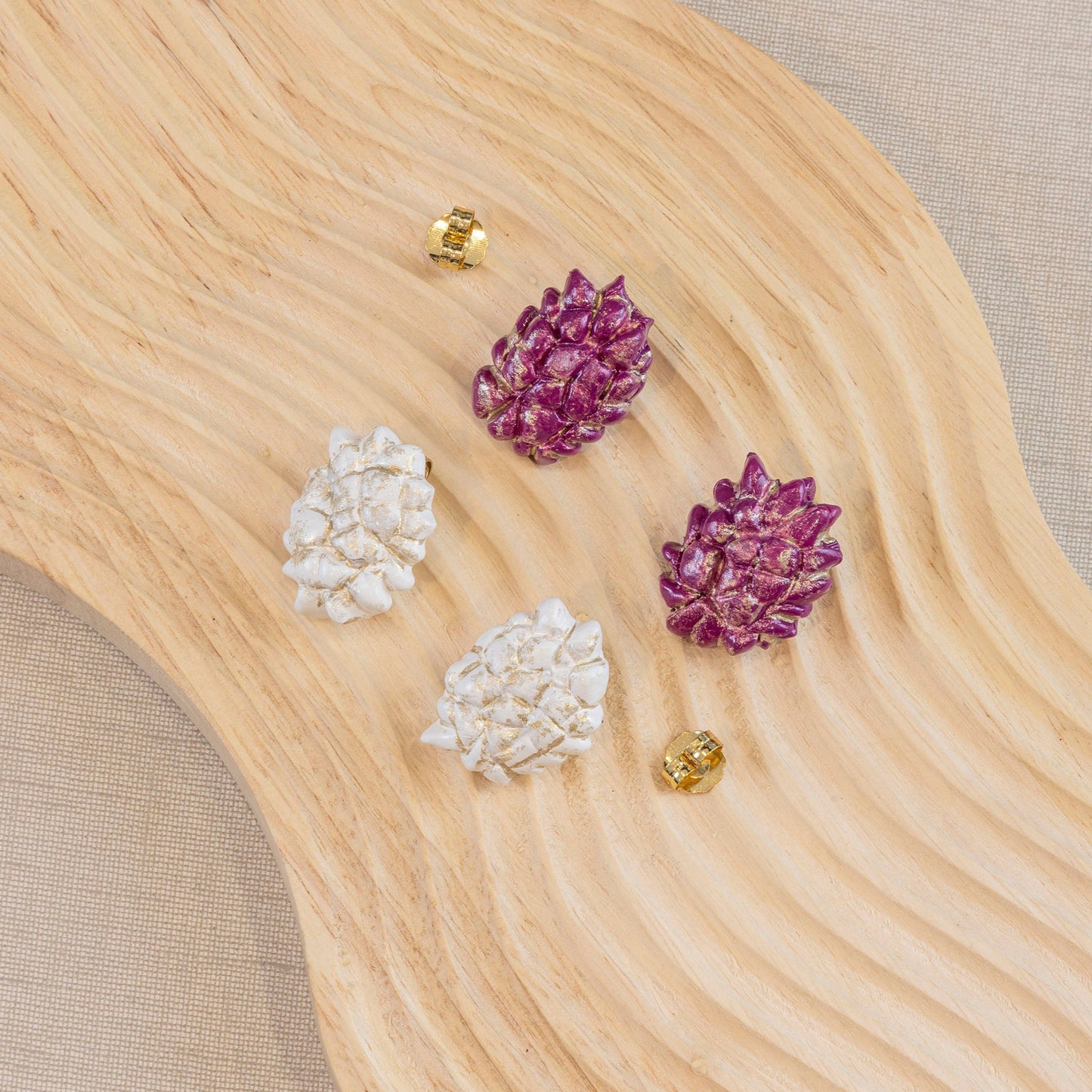 Pendientes pequeños PIÑA de porcelana