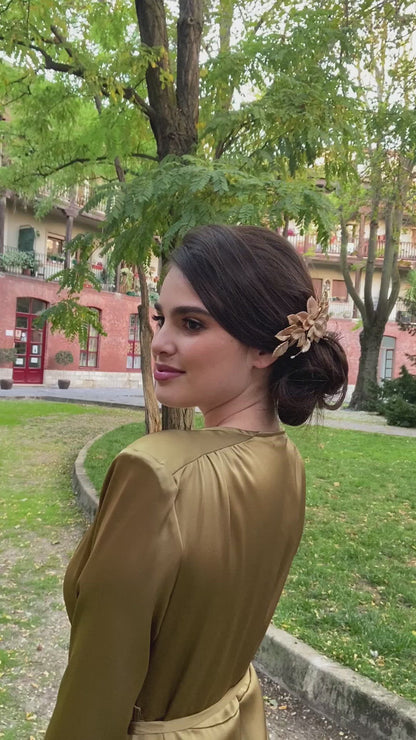 Peineta atardecer de porcelana oro rosa