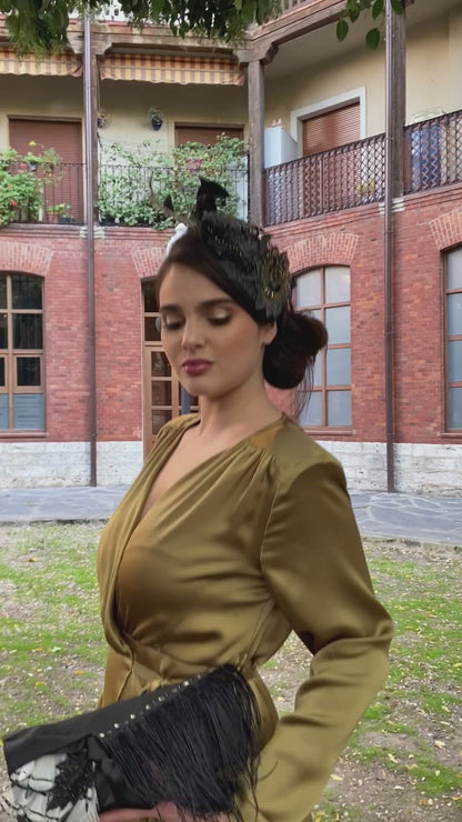 Tocado casquete Tropic Guipur negro