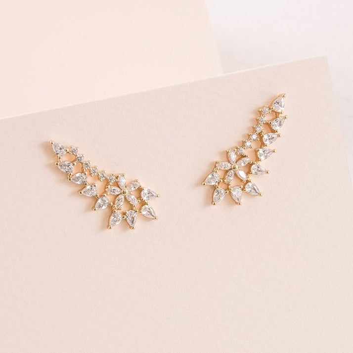 Pendientes flores trepadoras oro