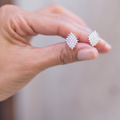 Pendientes rombo plata