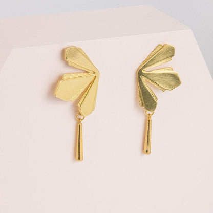 Pendientes espiga con lágrima oro