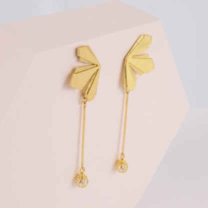 Pendientes espiga perla oro
