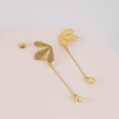 Pendientes espiga perla oro