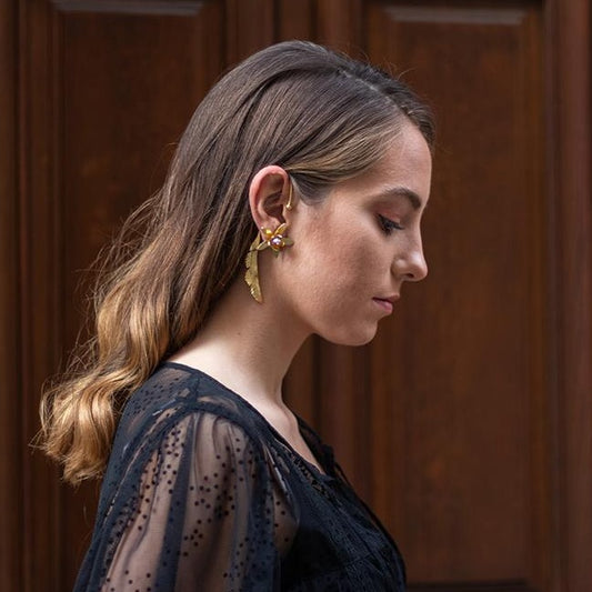 Pendientes earcuff Platanera oro