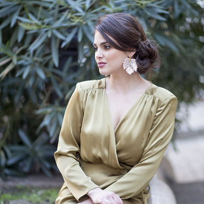 Pendientes hoja de arce en porcelana