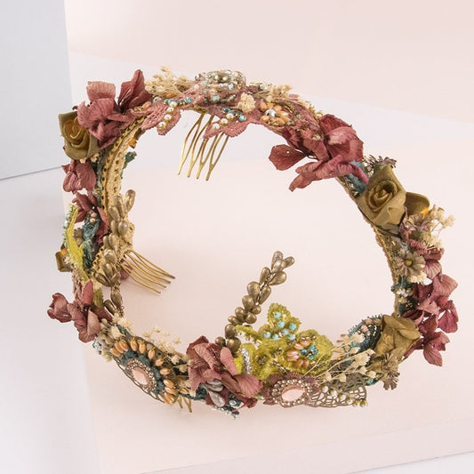 Corona boho gipsy de flores multicolor