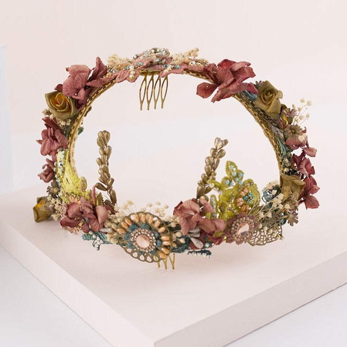 Corona boho gipsy de flores multicolor