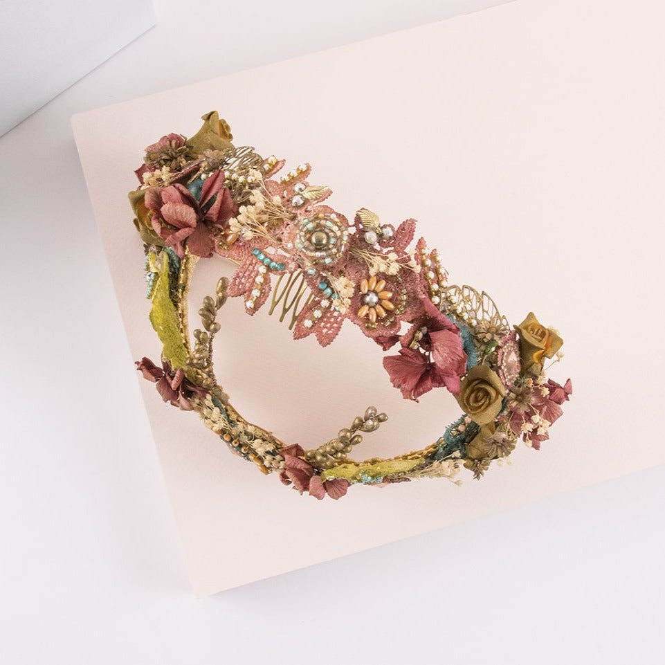 Corona boho gipsy de flores multicolor