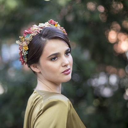 Corona boho gipsy de flores multicolor