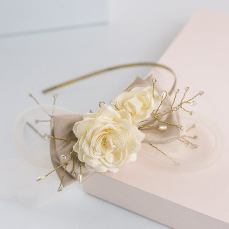 Diadema Girl rose oro y crema