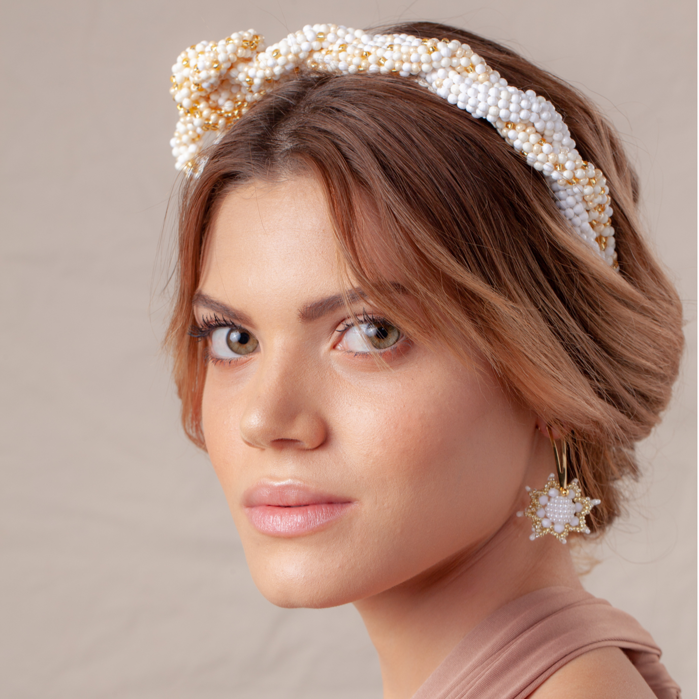 Diadema AMAIA blanca y ambar