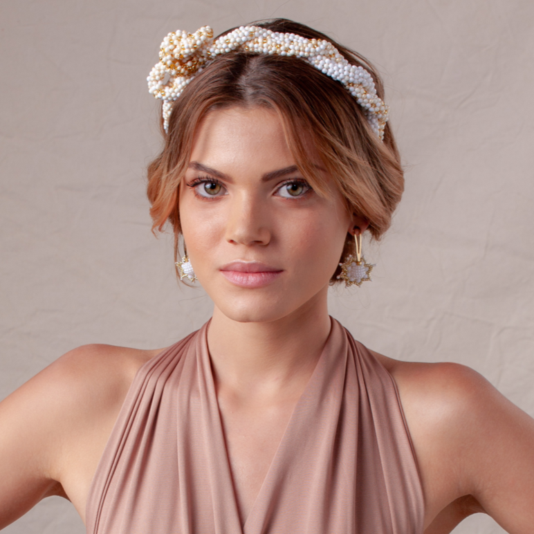 Diadema AMAIA blanca y ambar