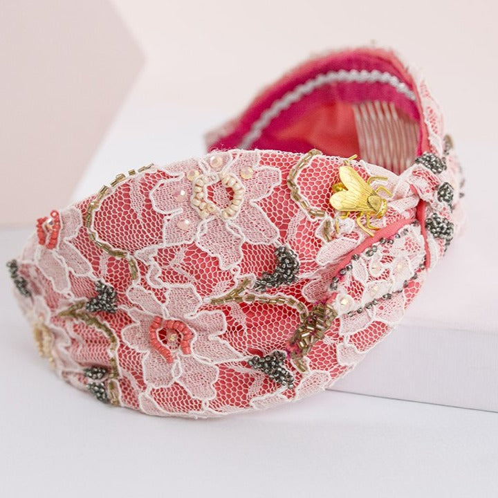 Alquiler de tocado Diadema Botanic coral