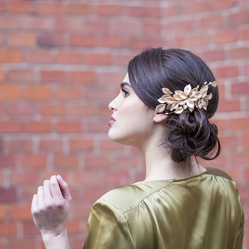 Peineta atardecer de porcelana oro rosa