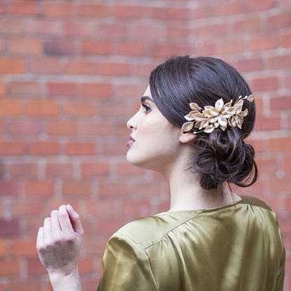 Peineta atardecer de porcelana oro rosa