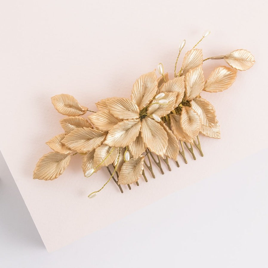 Peineta atardecer de porcelana oro rosa