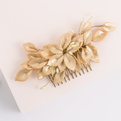 Peineta atardecer de porcelana oro rosa