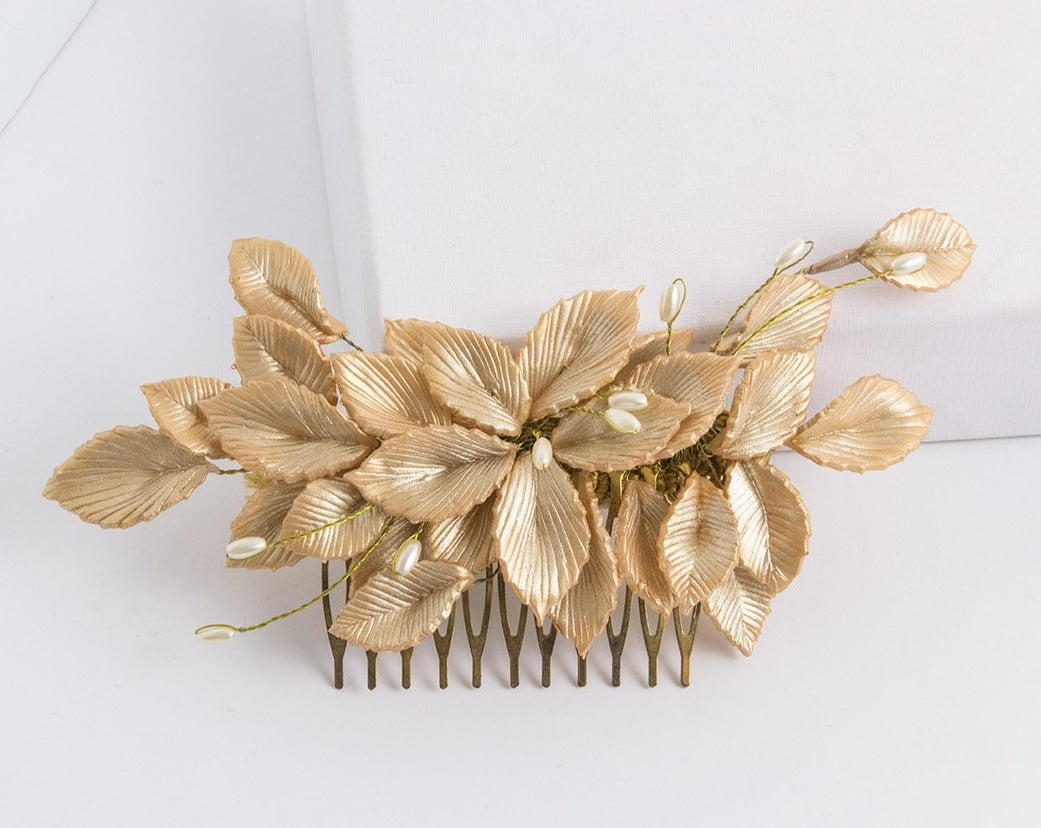 Peineta atardecer de porcelana oro rosa