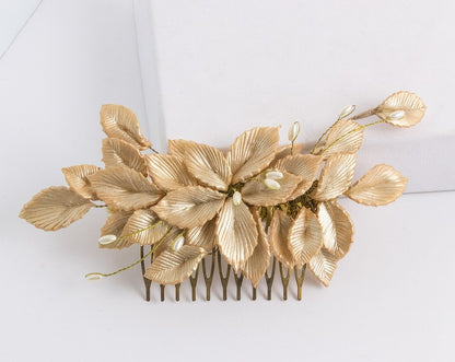 Peineta atardecer de porcelana oro rosa