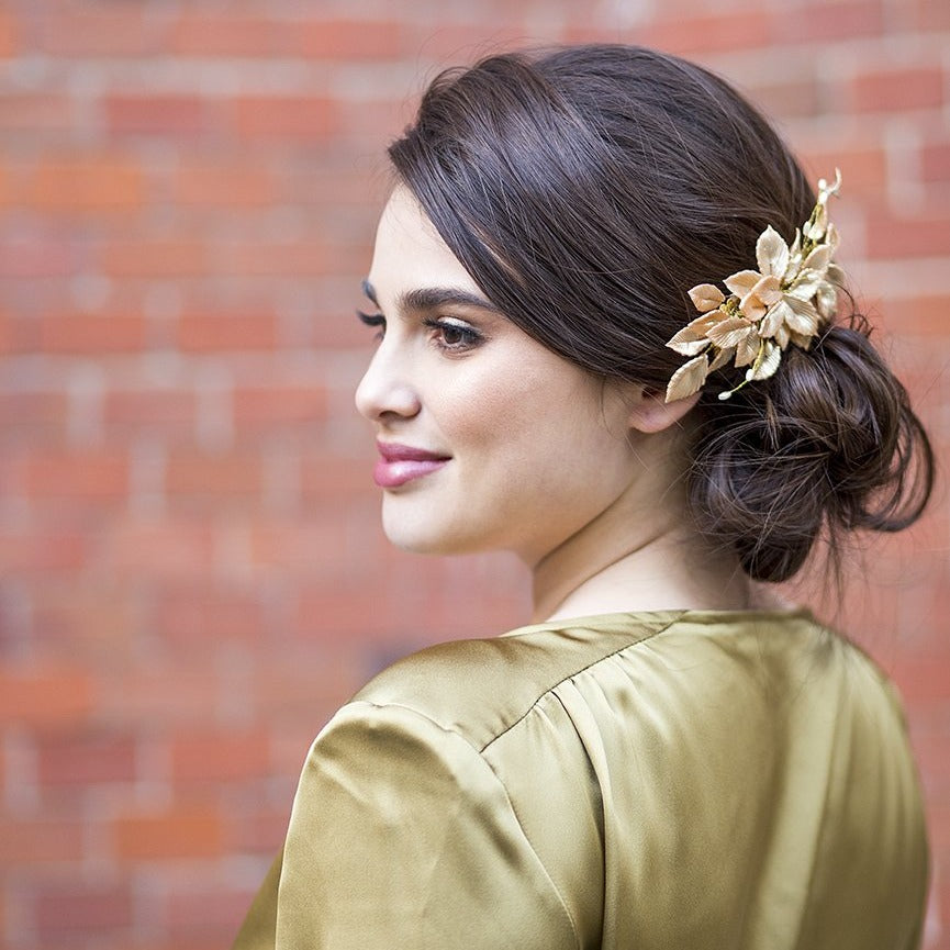 Peineta atardecer de porcelana oro rosa