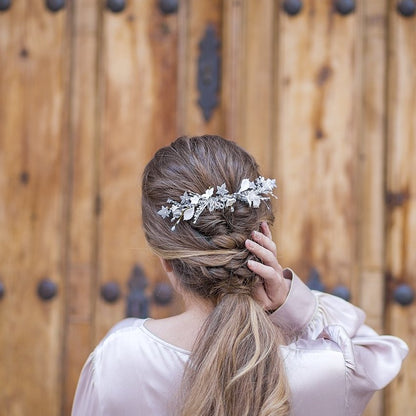 Peineta universe blanco y plata