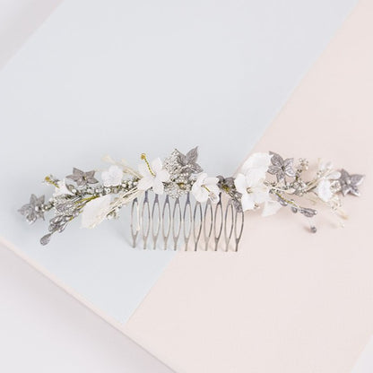 Peineta universe blanco y plata