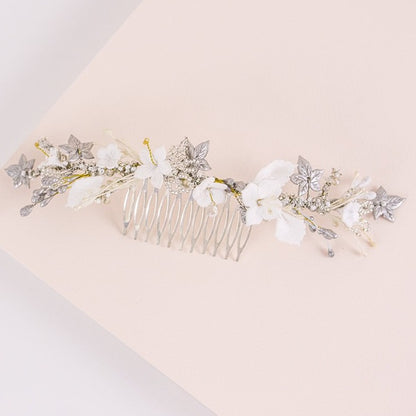 Peineta universe blanco y plata