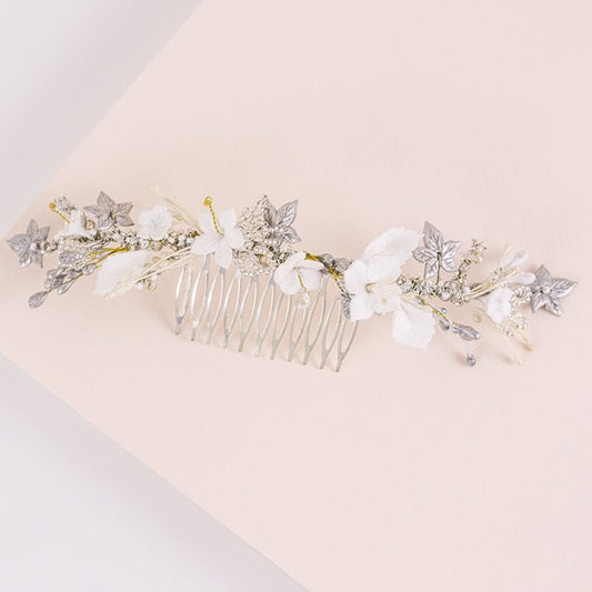 Peineta universe blanco y plata