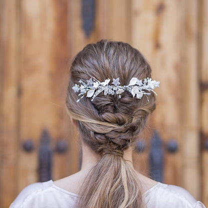 Peineta universe blanco y plata