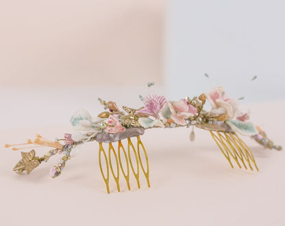 Peineta universe pastel y oro