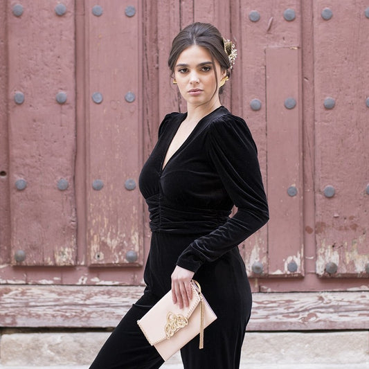 Tocado de porcelana flor aguacate dorado