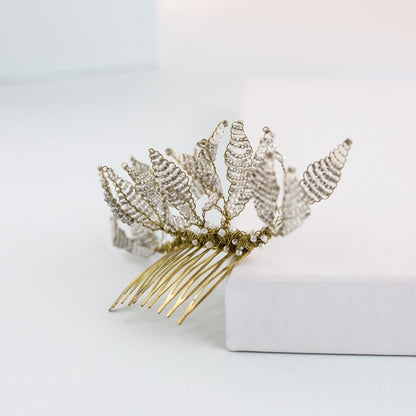 Peineta Orchid oro y blanco