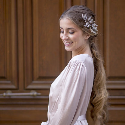 Peineta Orchid oro y blanco