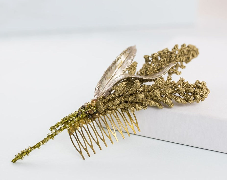 Peineta Sorgo Gold de porcelana dorado