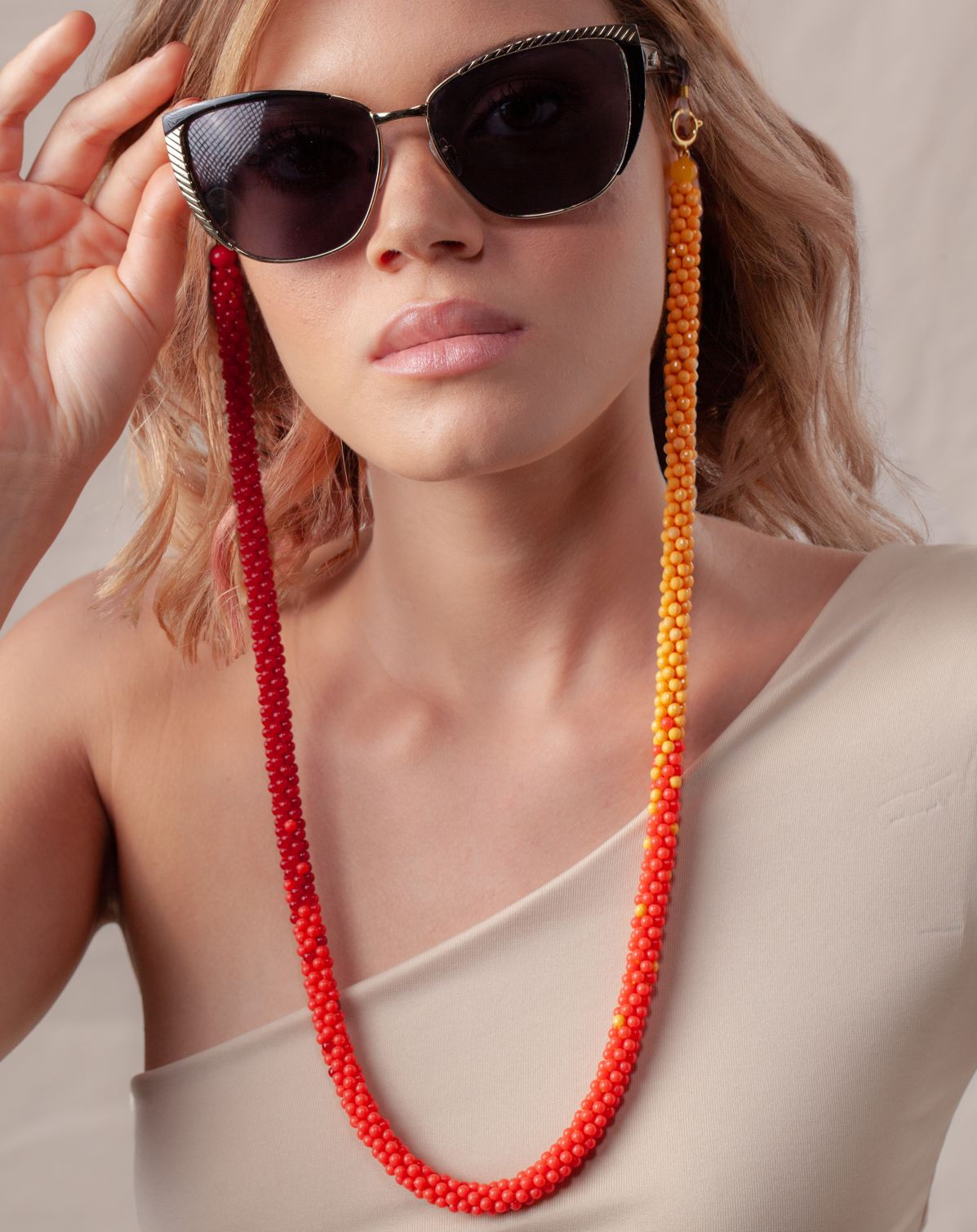 Sujeta gafas HOLDER tejido rojo