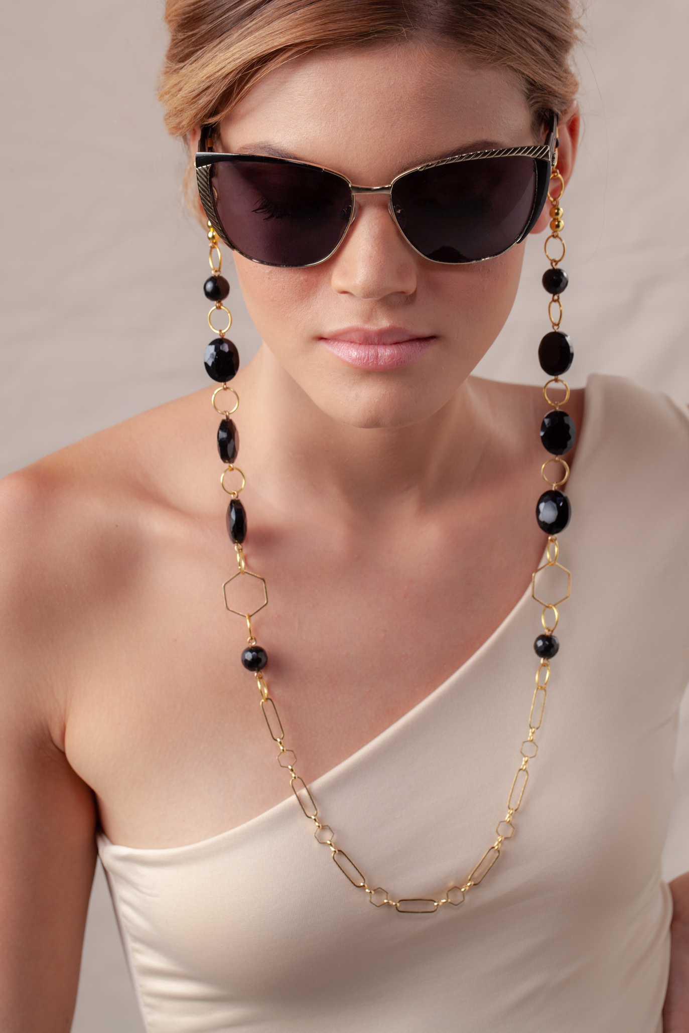 Collar y cordón de gafas VILLA negro y oro