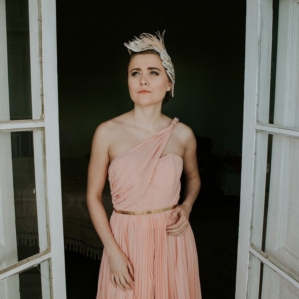 Tocado Monstera pastel