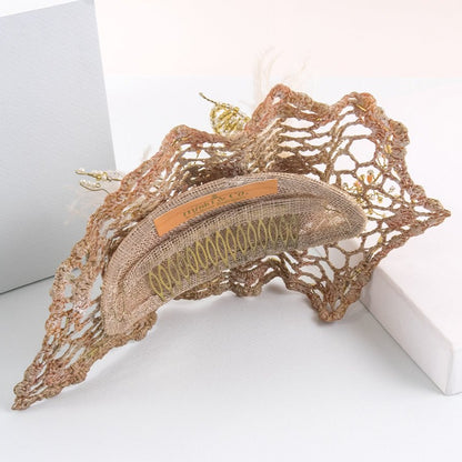 Tocado crochet soft coral