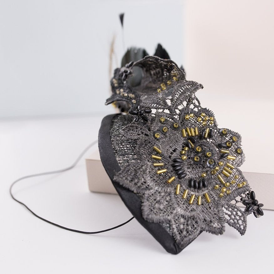 Tocado casquete Tropic Guipur negro