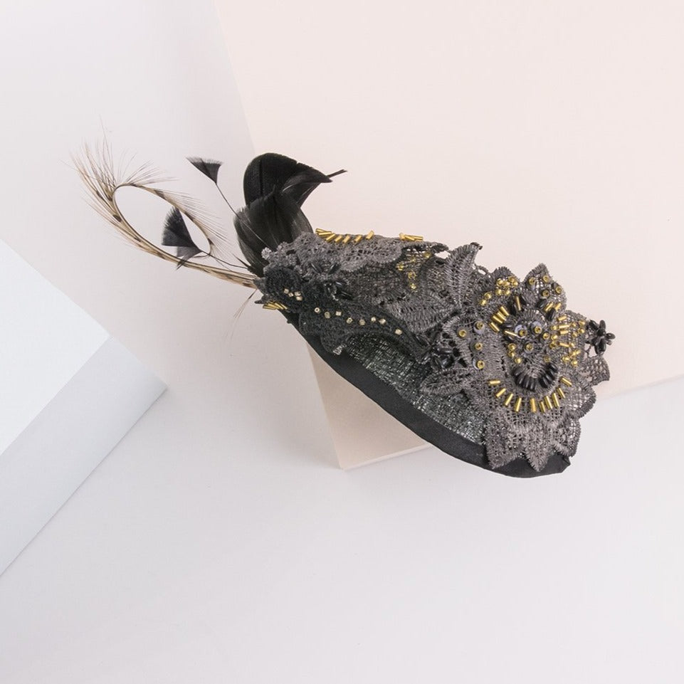 Tocado casquete Tropic Guipur negro