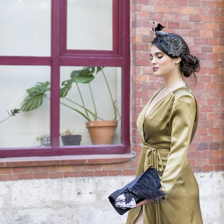 Tocado casquete Tropic Guipur negro