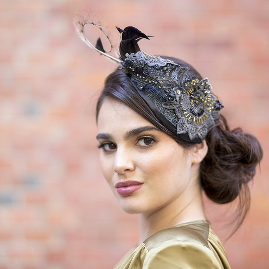 Tocado casquete Tropic Guipur negro