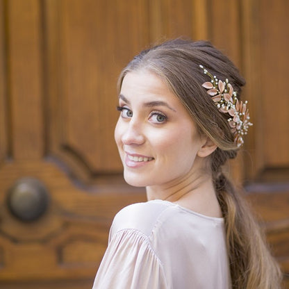 Tocado de porcelana rama árbol dorado rosa