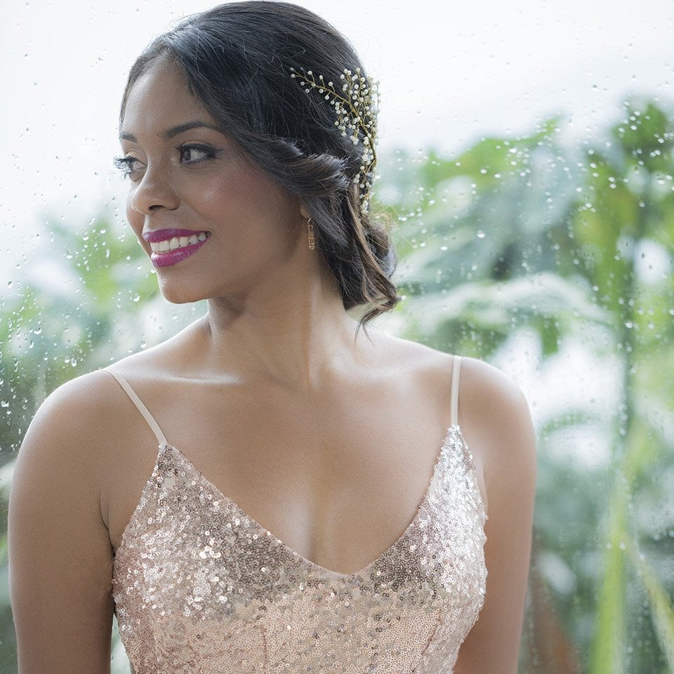 Tocado joya martinica oro y blanco