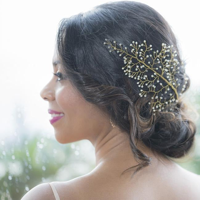 Tocado joya martinica oro y blanco