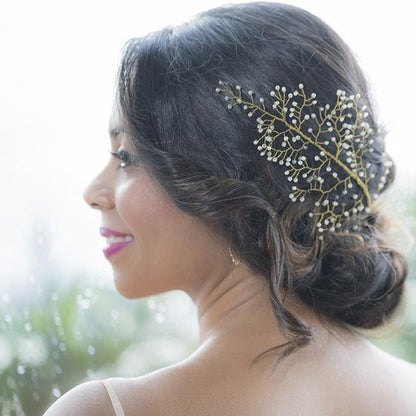 Tocado joya martinica oro y blanco