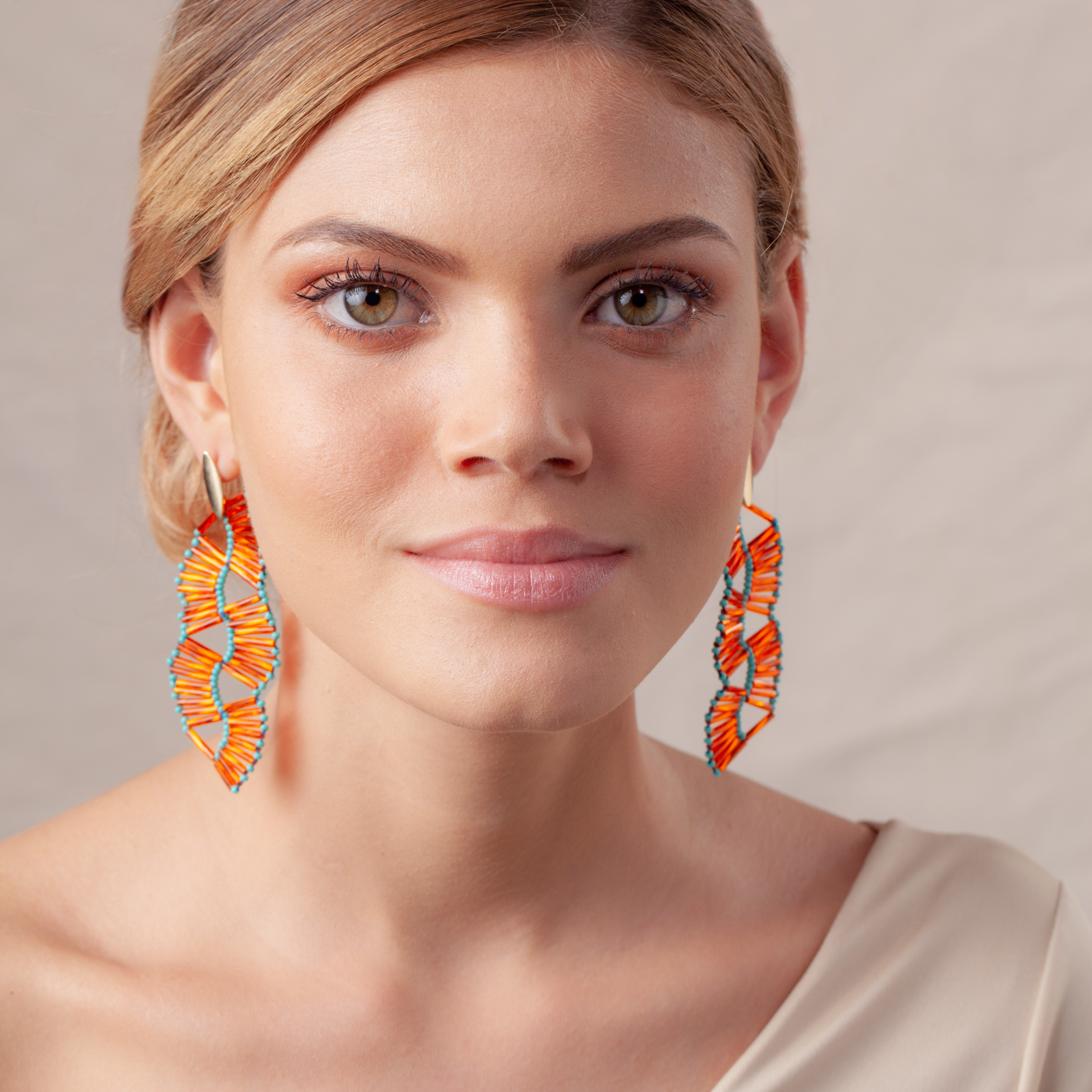 Pendientes BIHAO naranja azul y oro