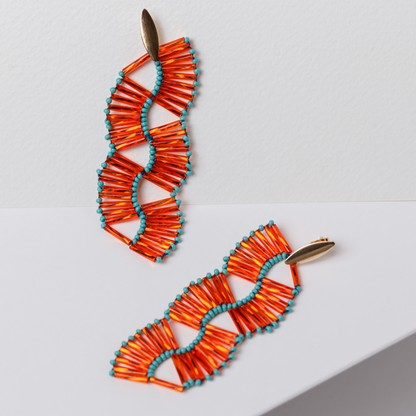 Pendientes BIHAO naranja azul y oro