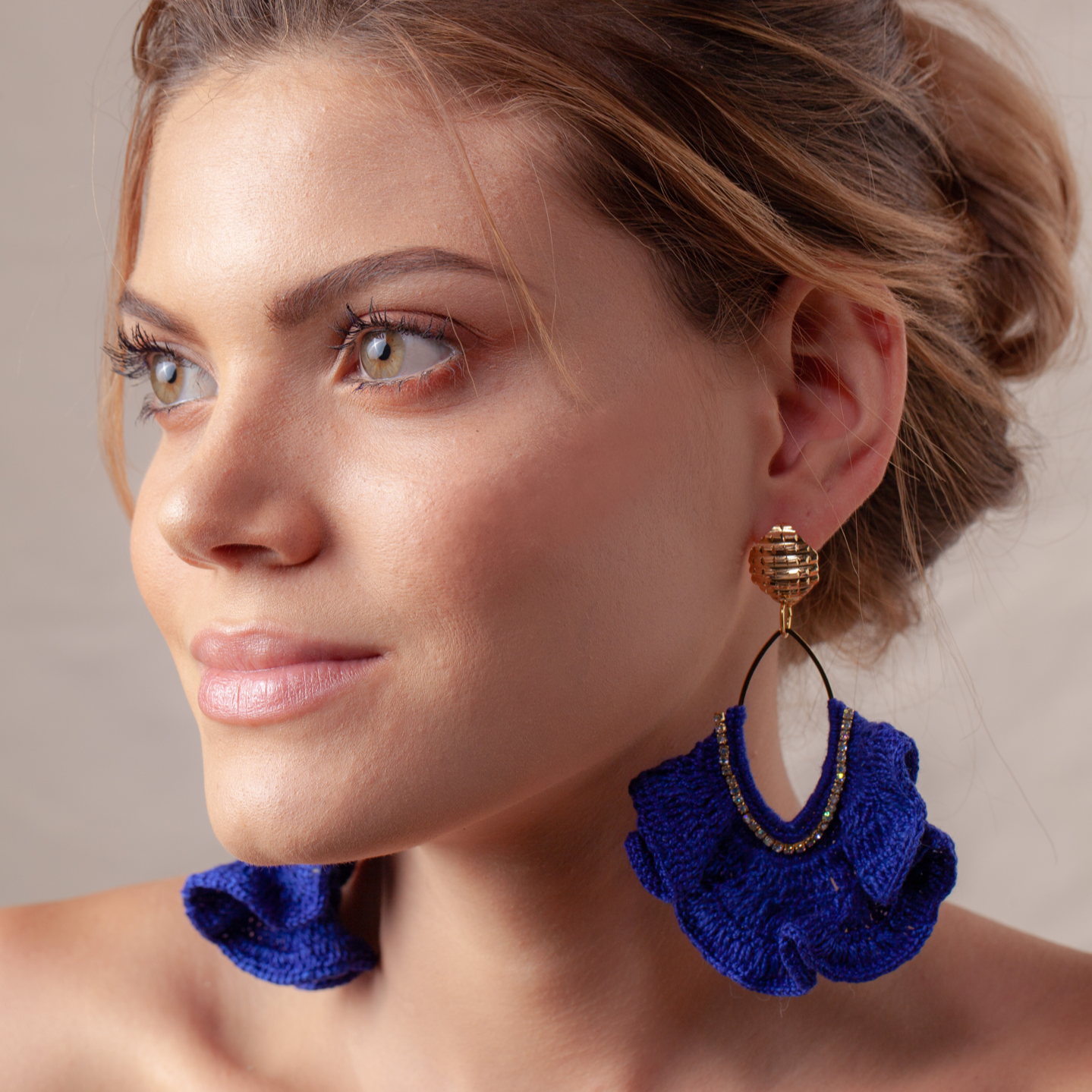 Pendientes DEL LLANO tejido azul